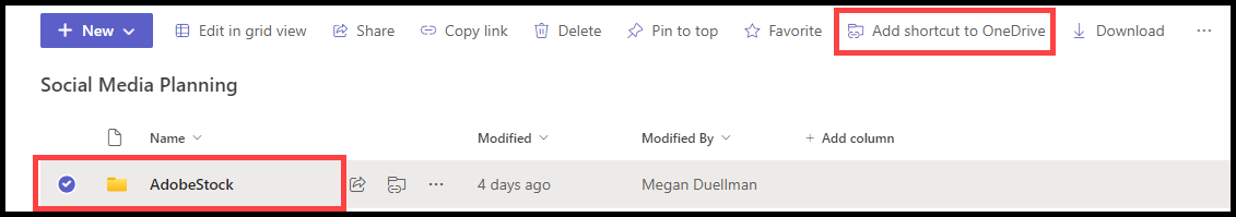 Add OneDrive folder shortcut from Teams.