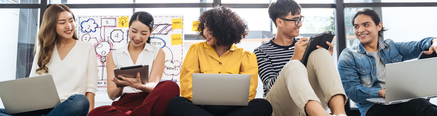 students using mobile devices