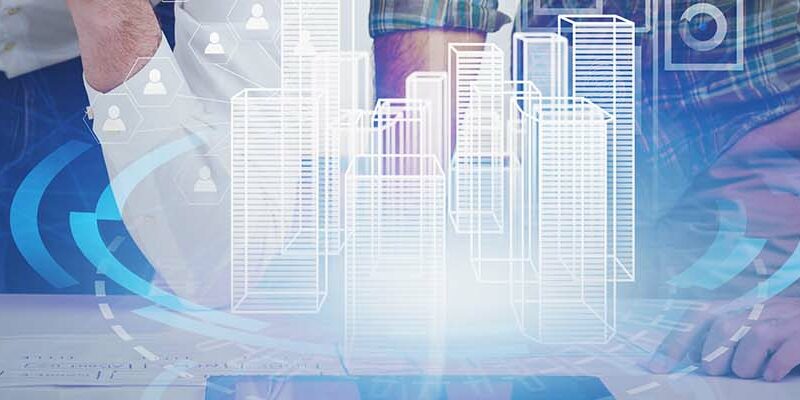 two architects urban planning in office