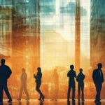 building construction engineering with double exposure