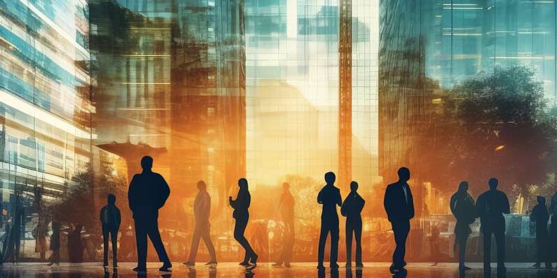 building construction engineering with double exposure