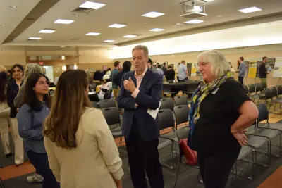 Panelists have conversation with the students