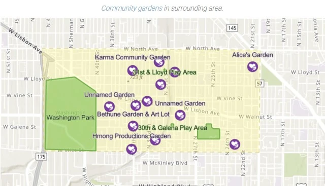 Map of Gardens in an area