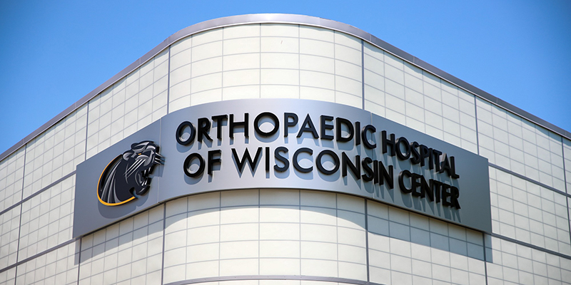 A photo of the exterior of the Orthopaedic Hospital of Wisconsin Center