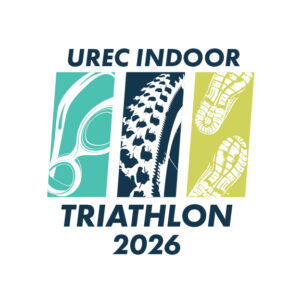 A graphic promoting swimming, biking, and running for the UWM Indoor Triathlon in 2026