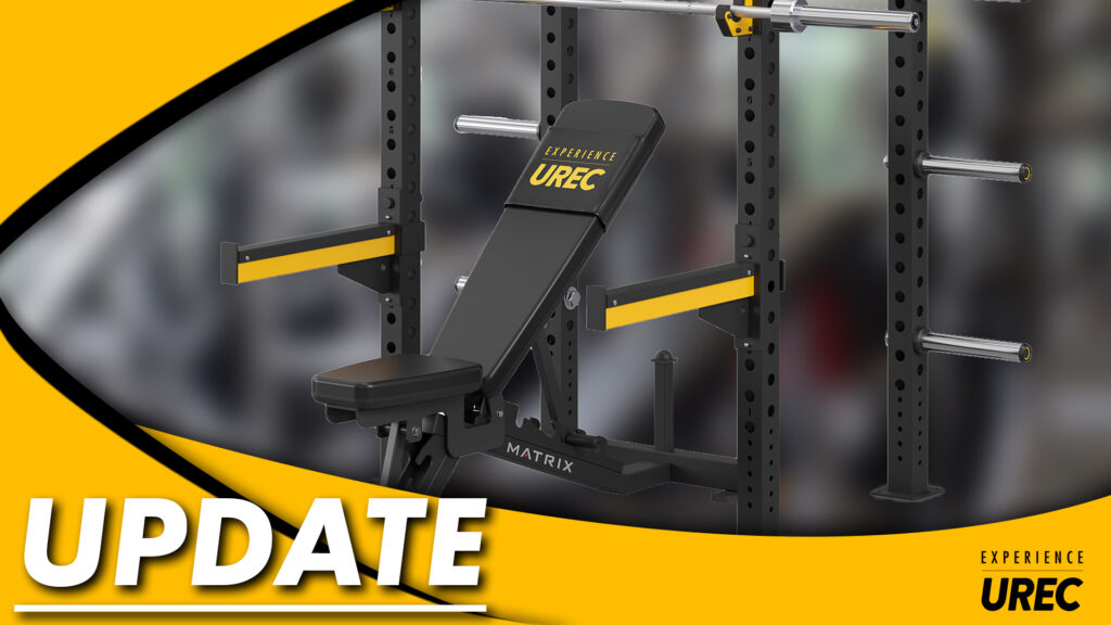 A graphic of a new UREC Weight Room Rig with "Update" written in the bottom left corner