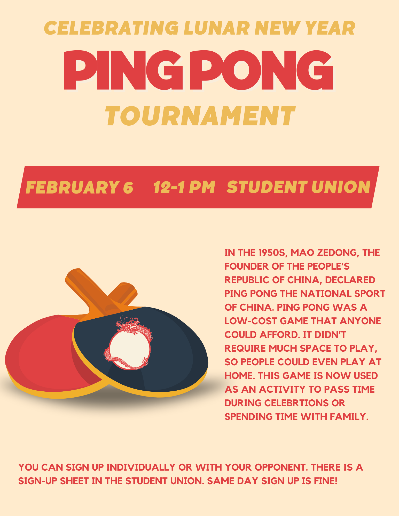 Celebrating Chinese New Year: Ping Pong Tournament