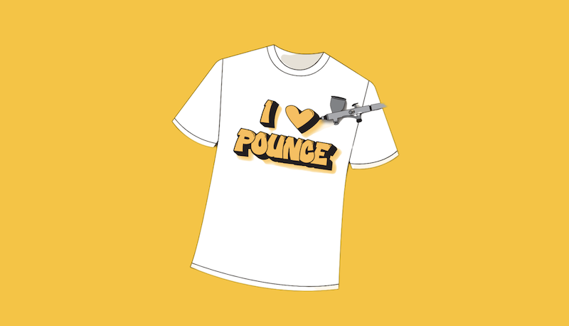 A white T-shirt with I heart Pounce