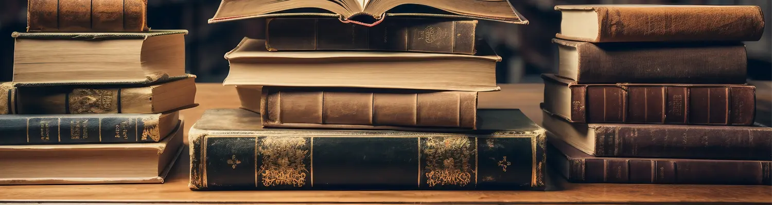 stack of ancient books