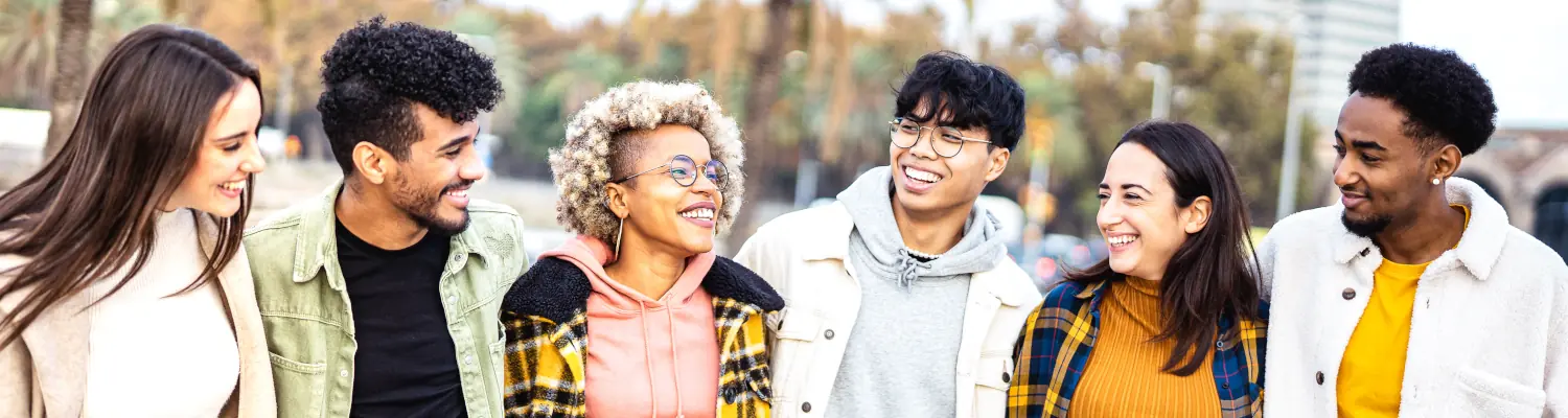 diverse students walking together