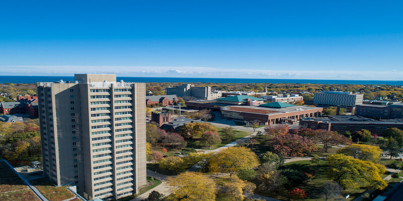 Aerial view of the UWM campus