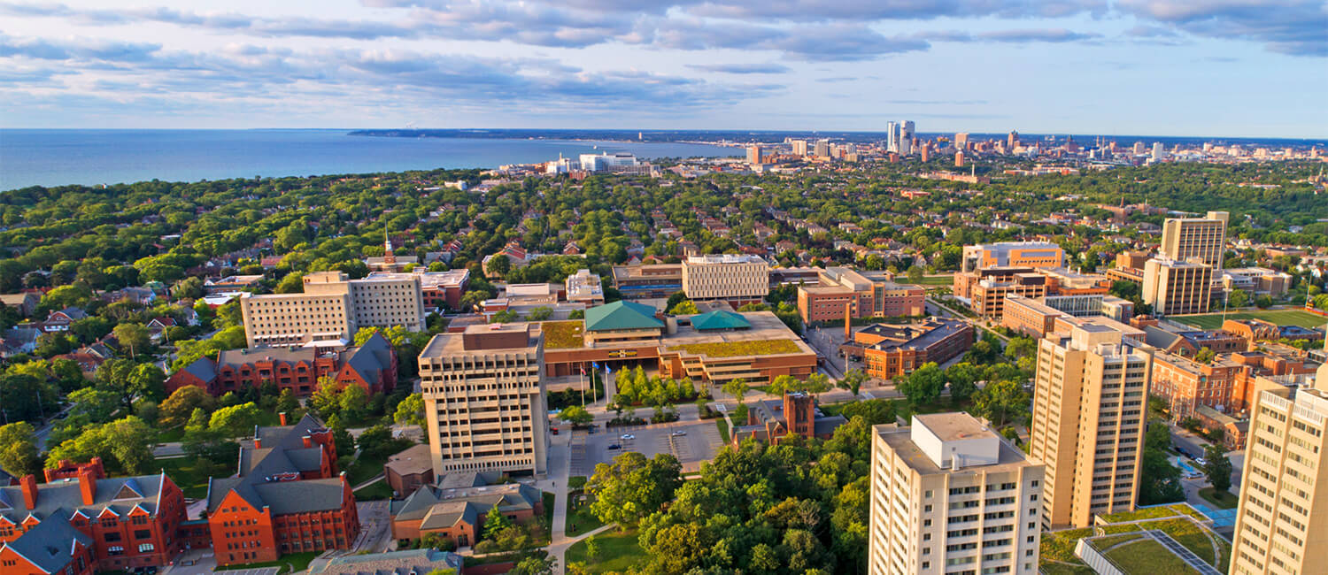 Aerial view of the UWM campus.