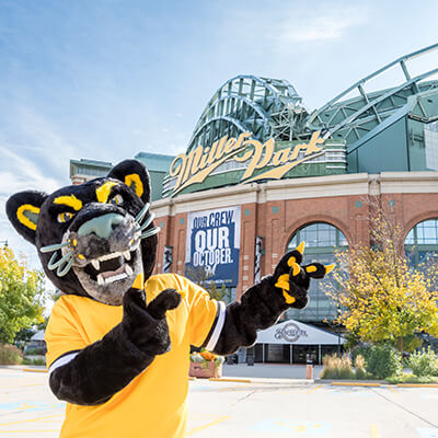 Pounce in front of Miller Park