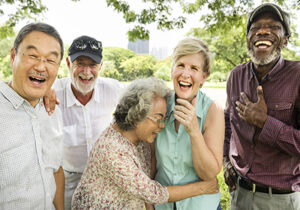 Group of older people laughing together