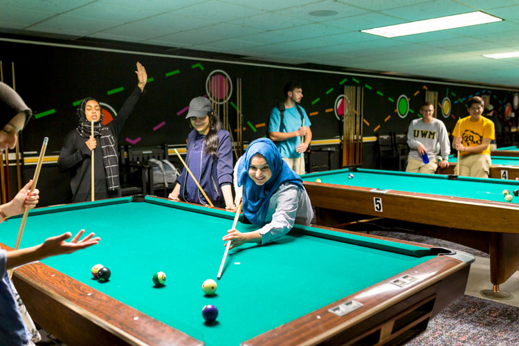 Students playing Pool in the Rec Center