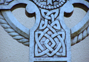 Close up of Celtic symbol on stone