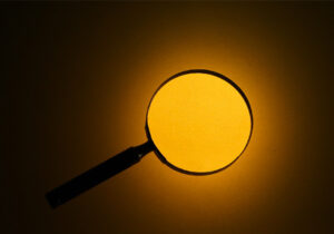 Magnifying glass backlit with yellow light