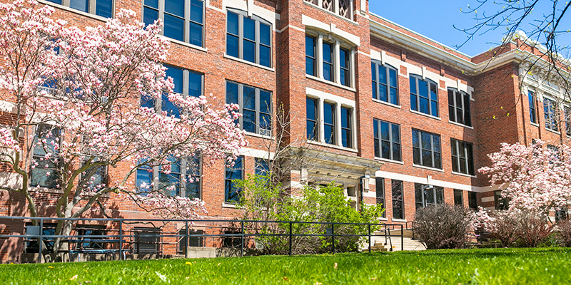 Mitchell hall in Spring