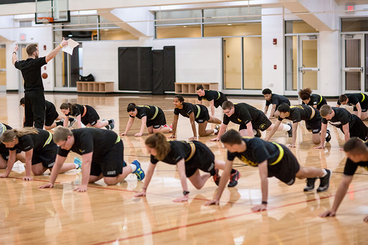 ROTC students participate in physical training three days per week.