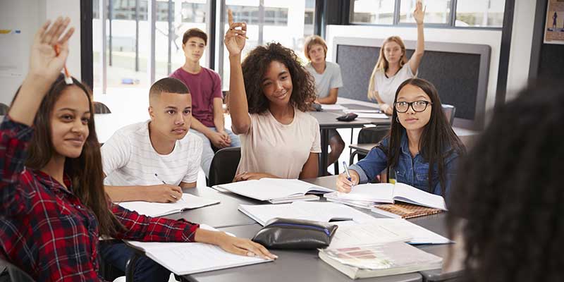 Teens in a classroom setting