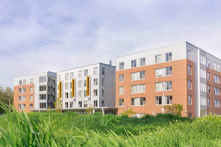 Exterior view of RiverView residence hall