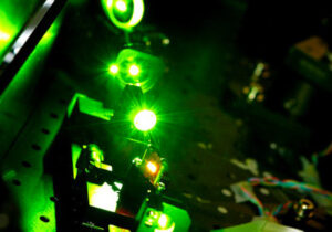 Mechanical equipment with bright green light