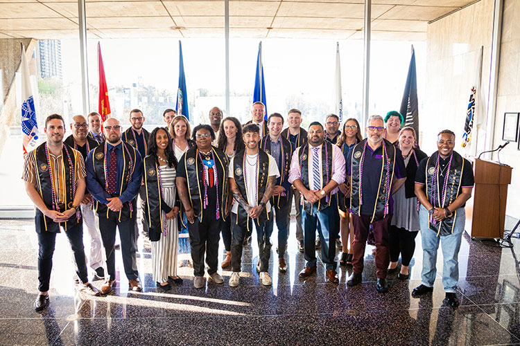 Graduating UWM military and veterans students at graduation ceremony