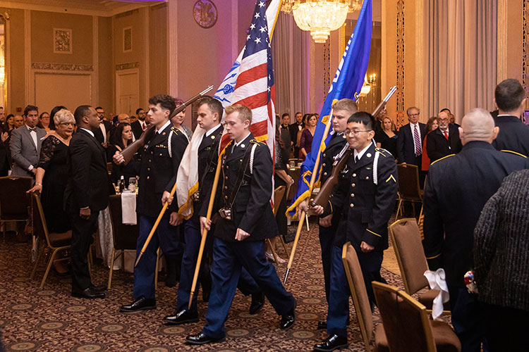 Flags being carried into annual veterans ball