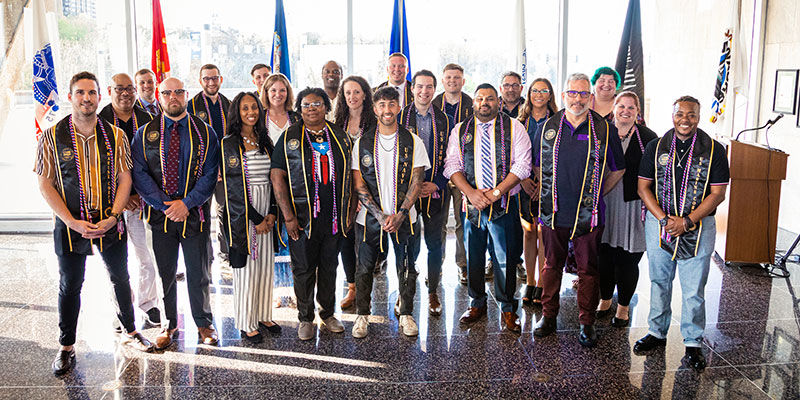 Group of UWM military students at graduation ceremony