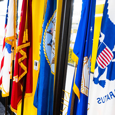 Row of military flags