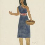 watercolor titled Mexican Indian woman, costume design